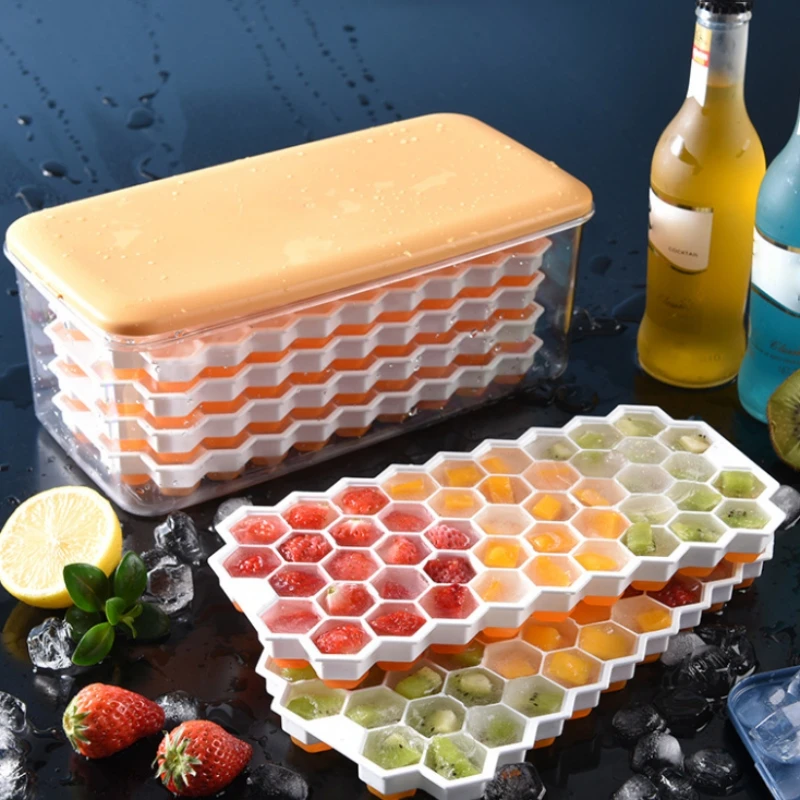 

Silicone Ice Cube Maker Mold Honeycomb Shape Ice Cube Tray With Lids For Ice Cream Party Whiskey Cocktail Cold