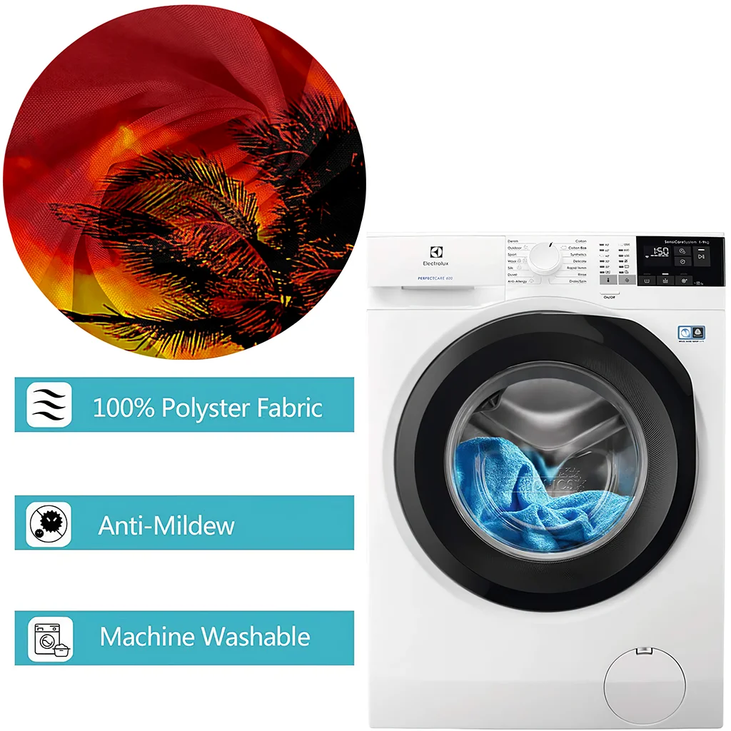 

Home Furnishing Grommet curtains Living Room Bedroom Decoration Black Silk Cloth Curtains Evening Sunset Pattern Printing