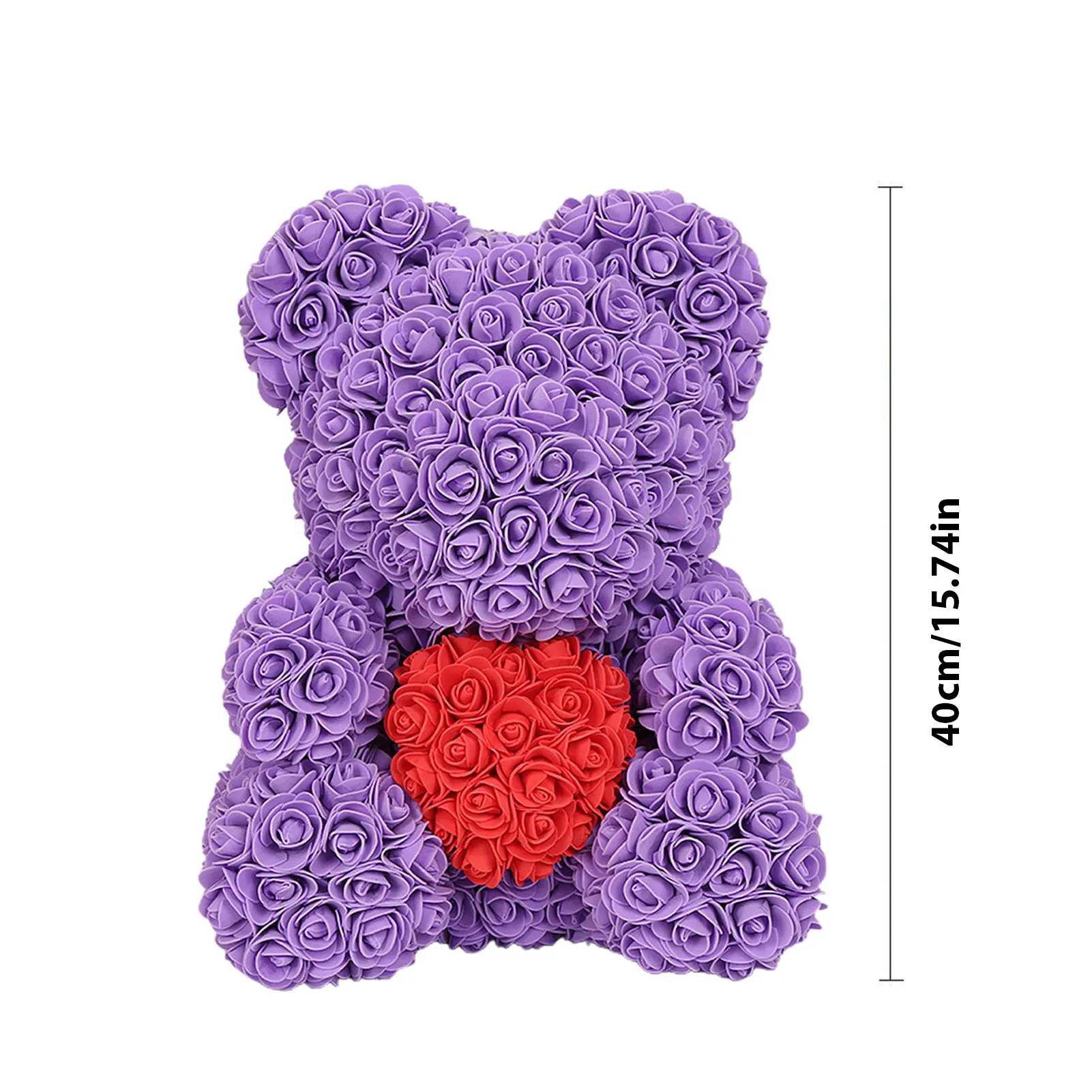 

25cm 40cm Rose Bear With Heart Forever Artificial Rose Flower Bear For Anniversary Valentine's Day Wedding Christmas Decor Gift