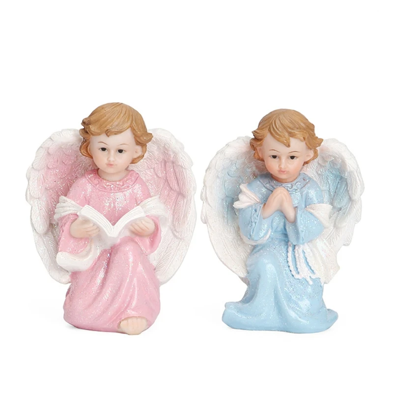 

2pcs Little Angel Resin Figurine Beautiful Angel Figurine, Tabletop Statue H3CC