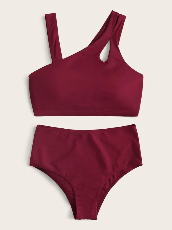 Сексуальный женский однотонный красный купальник с эффектом пуш-ап купальный