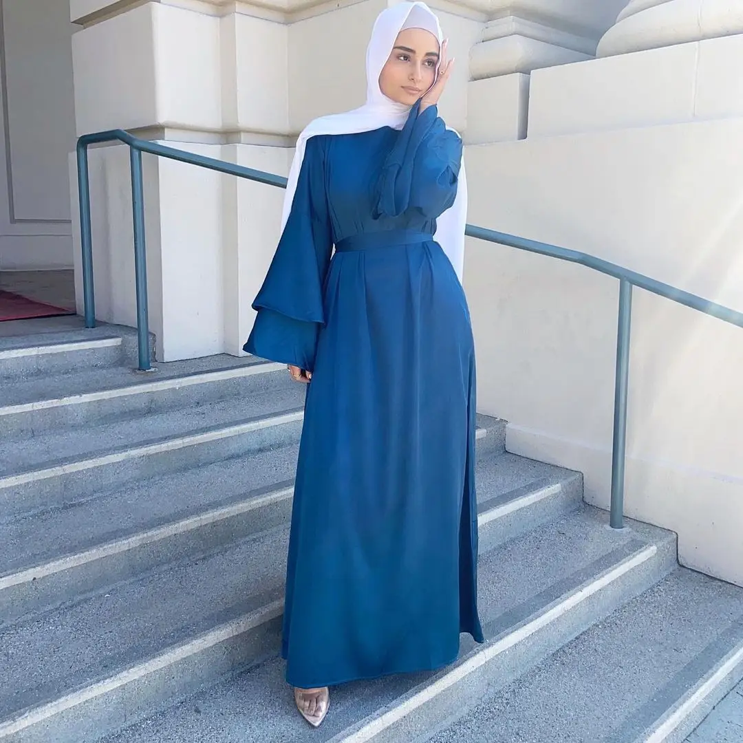Ramadan Muslim Fashion Satin Maxi Dresses for Women Hijab Dress Eid Abaya Dubai Turkey Abayas Islam Caftan Robe Longue Femme