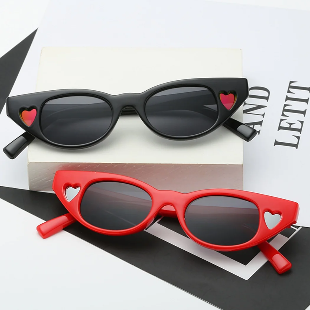 Женские винтажные солнечные очки кошачий глаз узкие солнцезащитные в стиле