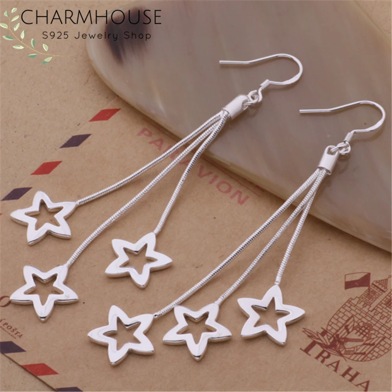 Серьги из чистого серебра для женщин S925 стерлингового ювелирные изделия звезды
