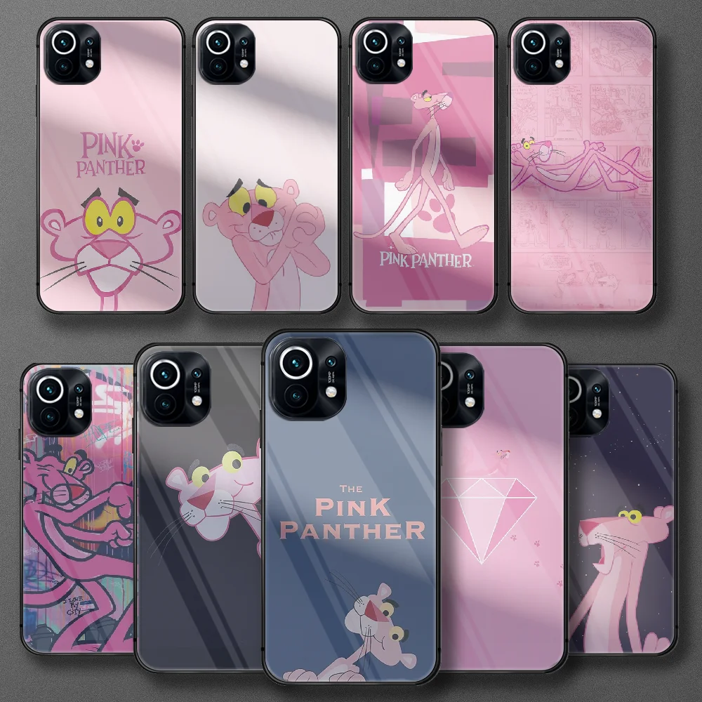 

Pink Panthers Cartoon Tempered Glass Phone Case For Xiaomi Mi 9 10 11 T Poco X F M 2 3 Mix4 Pro Lite Ultra Nfc Cover Cell Black