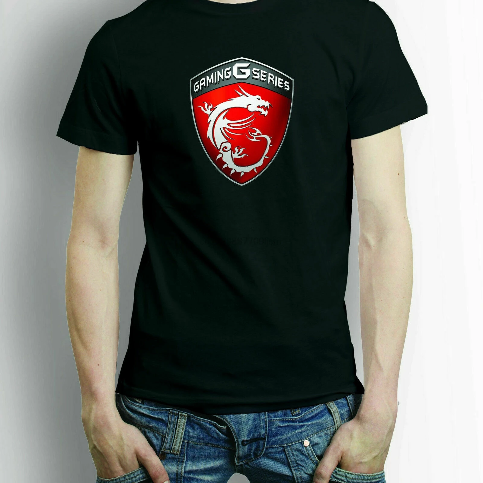 Игровая серия MSI Shield Logo Мужская черная футболка одежда|Мужские футболки| |
