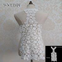 fashion hollow embroidery flower lace collar fabric sewing applique diy guipure ribbon trim neckline cloth wedding dress decor