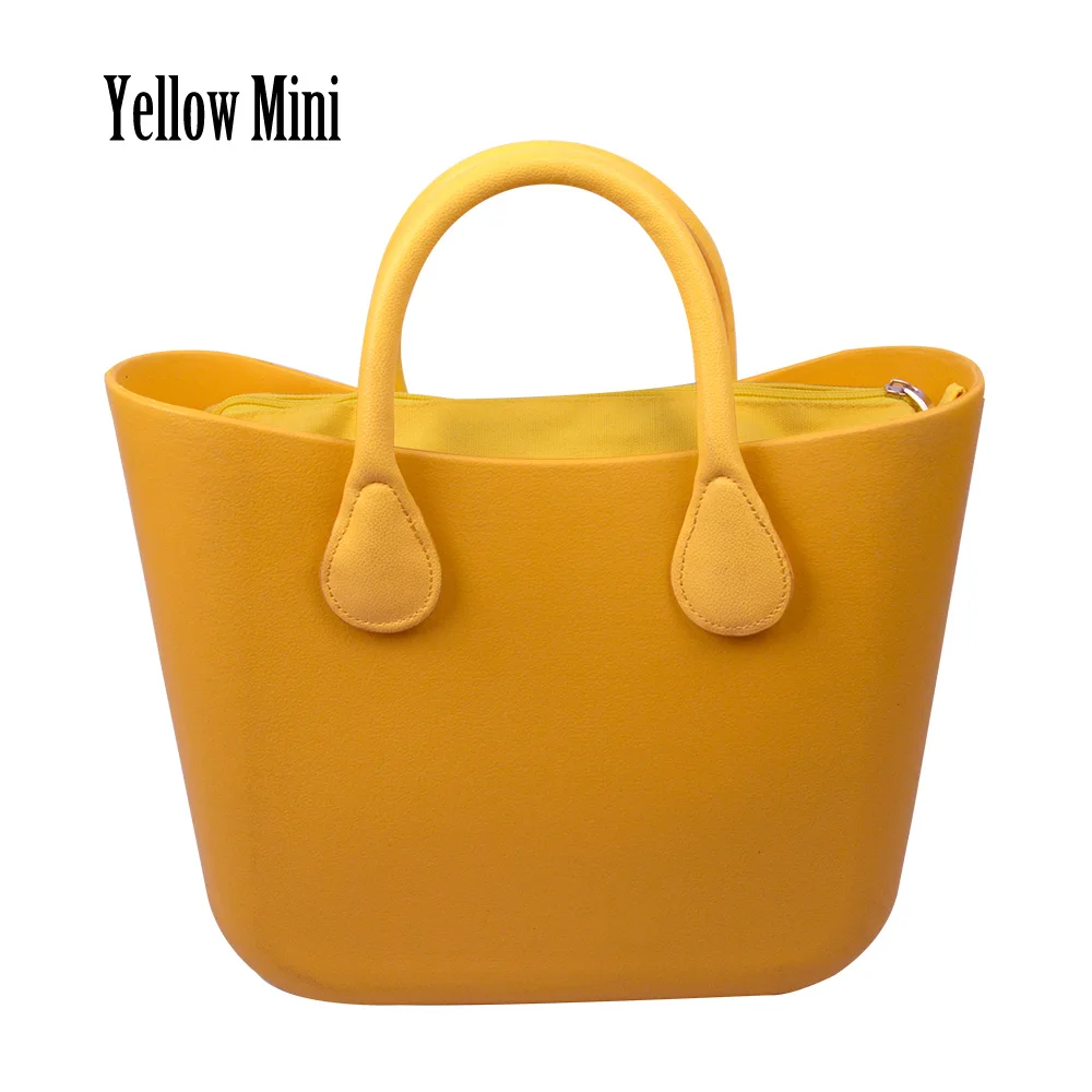 yellow mini Huntfun модная женская мини-сумка EVA с водонепроницаемой вставкой внутренний карман короткие кожаные ручки стиль obag O женская сумка - Цвет: yellow mini