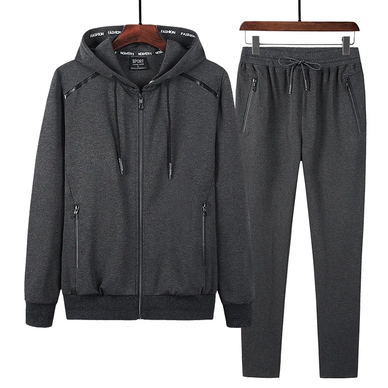 

2 Pieces Suits Hoodies Jogger Men Winter Sportwear Sets Hooded Jackets Pants Hip Hop Sports Tracksuit Men's Clothing Large Sizes