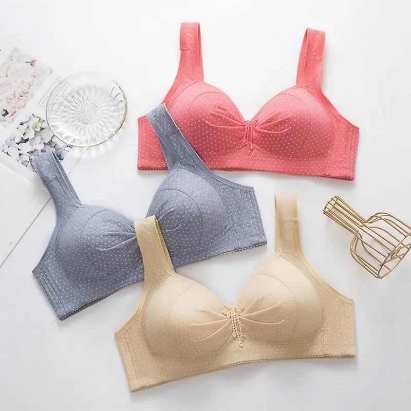 

2021 Sports Bra Women Cotton Wirefree Plus Size Underwear Widen Shoulder Straps Brasieres Comfort Breast Cover Female