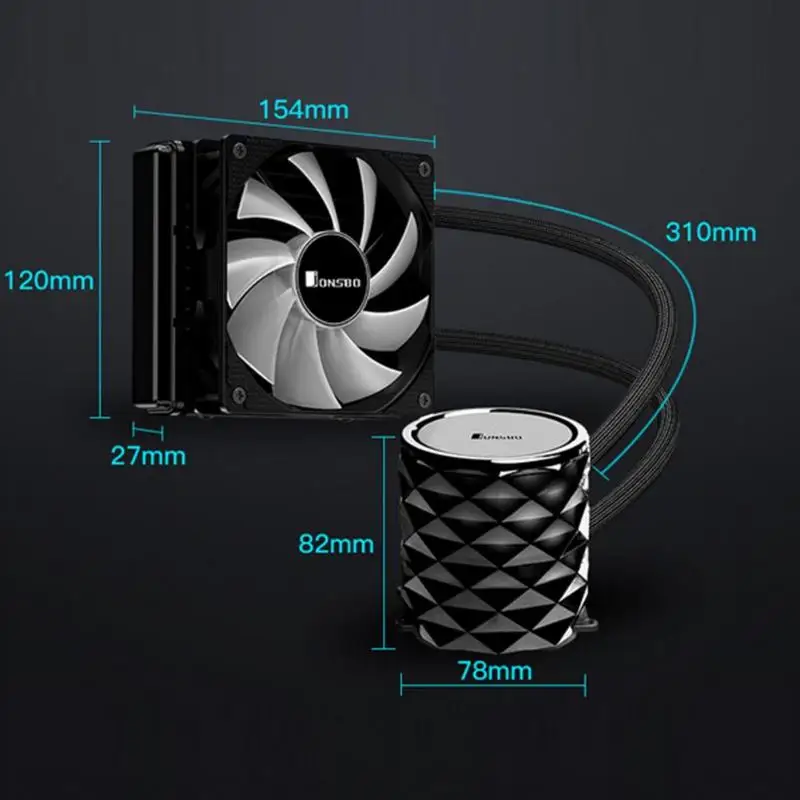 JONSBO TW3-120 RGB cpu вентилятор кулер для воды интегрированный корпус ПК жидкостный радиатор для AMD TDP AM4/AM3+/AM3/AM2+/AM2/FM2+/FM2/FM1