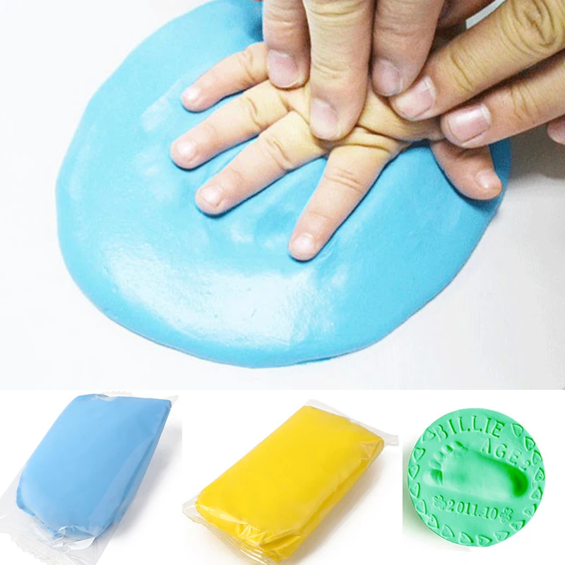 

2pc baby footprint Clay Imprint Kit Casting Baby Hand Print Air Drying Soft Parent-child Hand Ink Pad Fingerprint Memory 30g