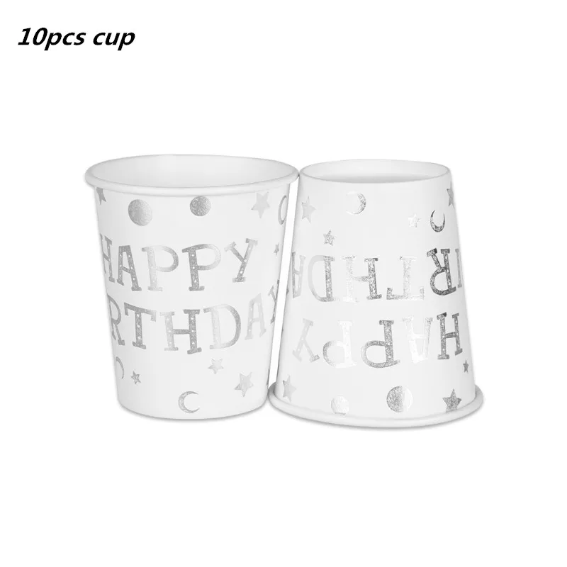 10pcs cup 10 шт. золотые вечерние одноразовые столовые приборы, чашки шампанского, соломинки, 1st день рождения, вечерние принадлежности для детей - Цвет: 10pcs cup