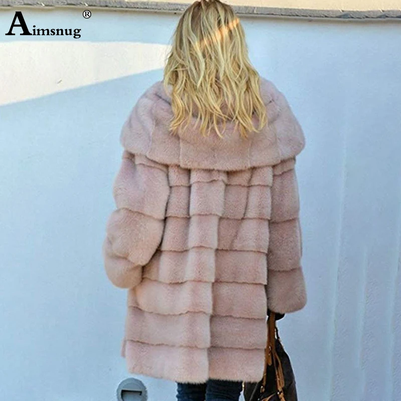 Размера плюс 4XL 5XL Европа и Америка средне-длинная куртка с секциями однотонные розовые плюшевые пальто с капюшоном из искусственного меха зимняя Для женщин теплая куртка