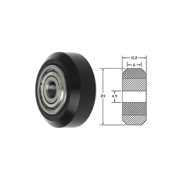 black Big wheel 4 шт./лот ЧПУ Openbuilds колеса POM с подшипниками большие модели пассивные круглые колеса натяжной шкив шестерни perlin колеса для Ender 3& CR10 - Цвет: black Big wheel