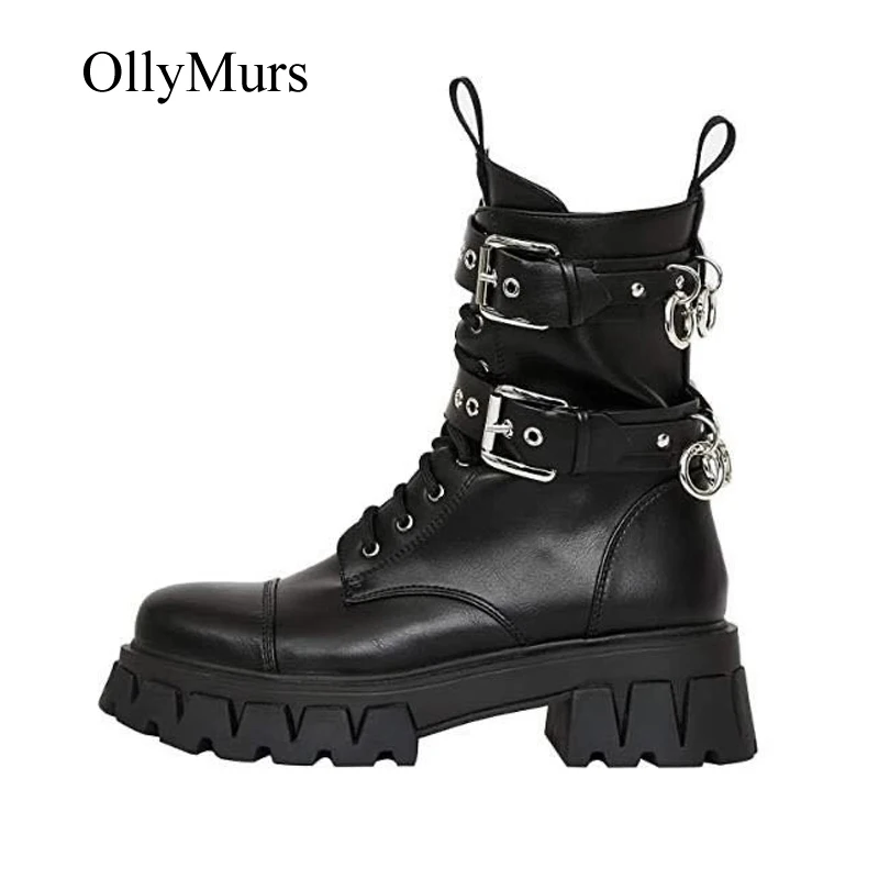 

Женские ботинки с пряжкой, осенняя новая обувь, женские мартинсы, Брендовая женская обувь в клетку, мягкие Черные ботильоны с перекрестной ш...