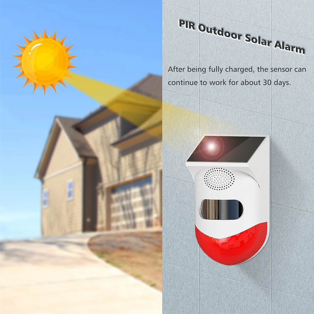 Беспроводная уличная водонепроницаемая Wi-Fi система сигнализации Tuya на солнечной