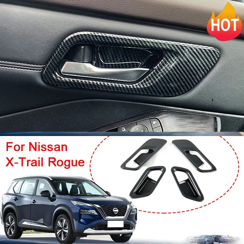 

For Nissan X-Trail Rogue (T33) 2021 2022 Carbon Fiber Style Car Interior Door Handle Cover Trim Auto Accessories