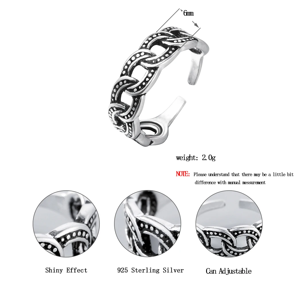 Женское кольцо в стиле ретро простое Открытое ручной работы тайского Ретро