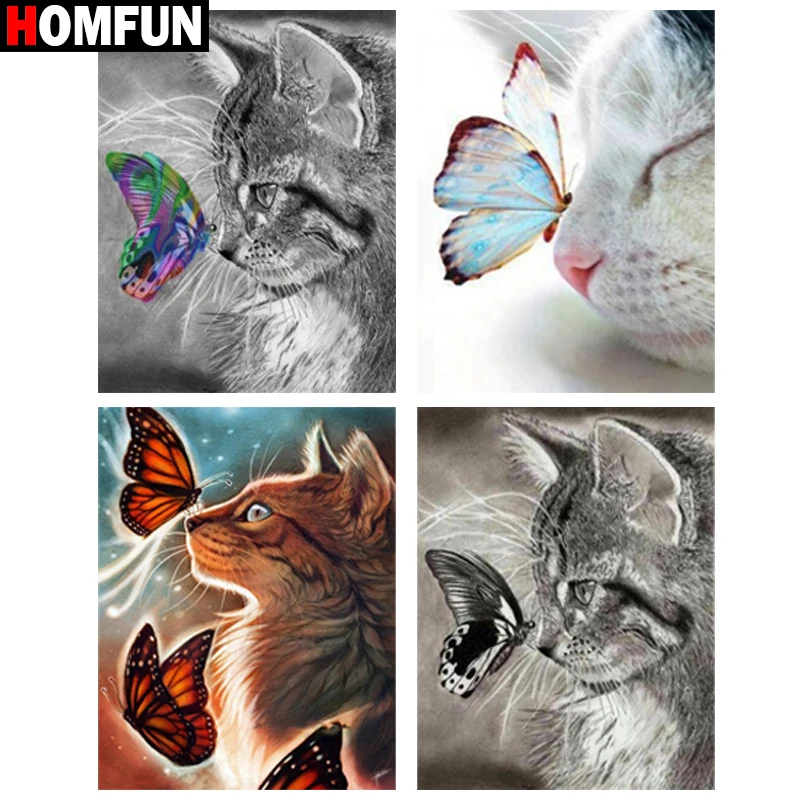 HOMFUN Алмазная вышивка крестиком на рисунке &quotс изображением животных котов