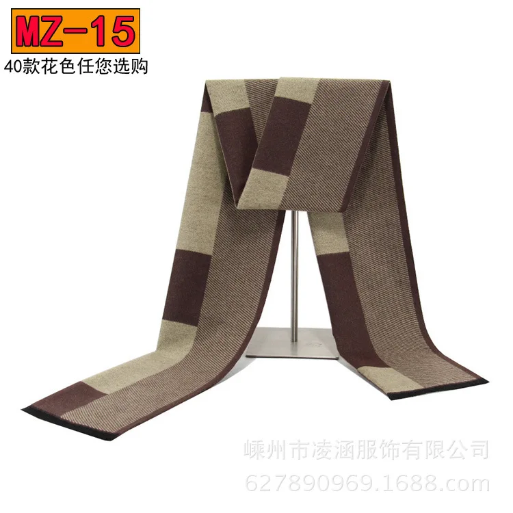 Новые мужские шарфы Зимние теплые шарфы утолщенные клетчатые шарфы мужские хлопковые бархатные мужские шарфы клетчатые квадратные шарфы мужской зимний шарф - Цвет: MZ-15