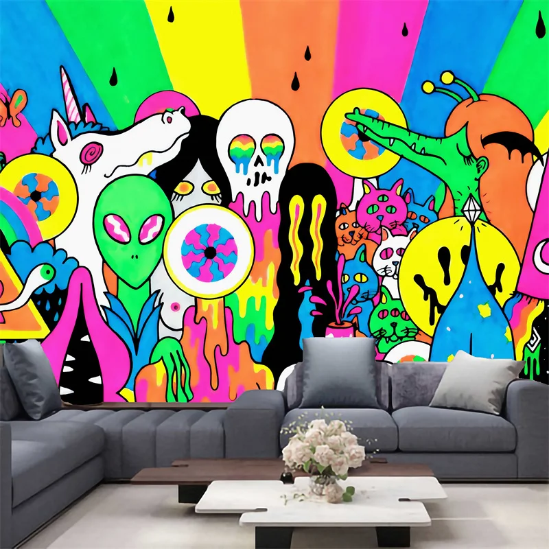 

FFO Alien Science Wall Handing Fiction Tapestries Trippy Cloth For Home Decoration Art Carpet