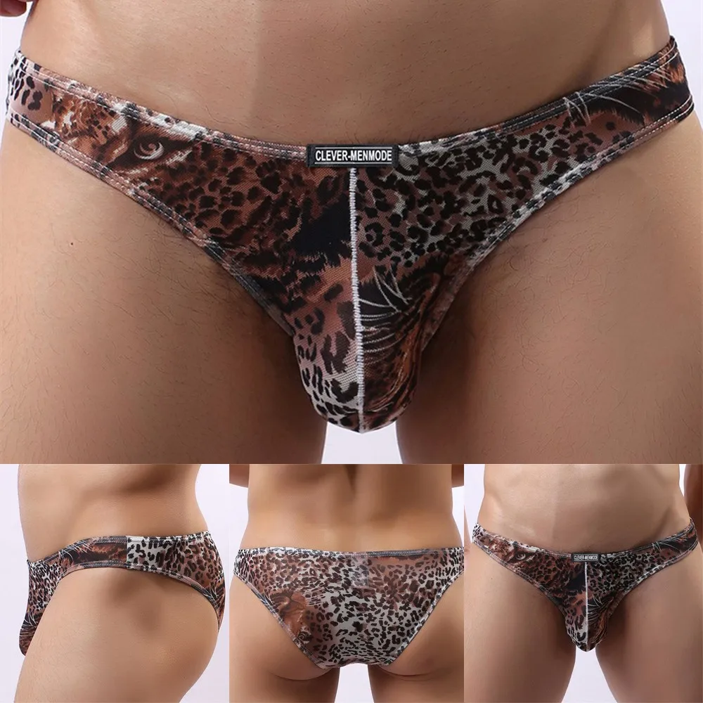 

Men Low Rise Underwear Leopard Print Briefs G-String Jackstraps Underpants Bulge Pouch Men Bikini Jockstrap Underwear Men