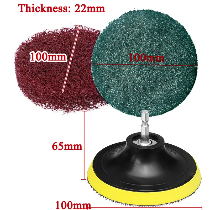 

8pcs Scouring Pad 1/4" Hex Shank For Water Stains Bathtubs Toilets Shower Door
