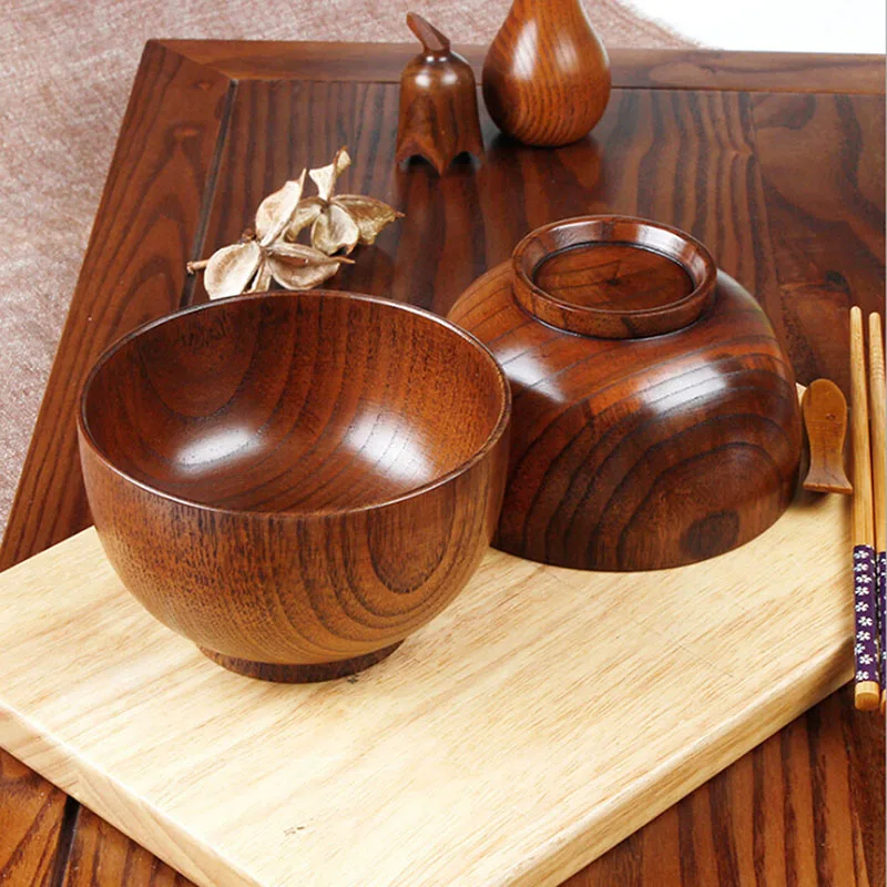 Натуральная Круглая Деревянная миска салат-Лапша для супа рис фрукты