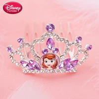disney frozen princess crown sofia ariel anna elsa crown heart jewel cartoon headdress side clip girls pretend play makeup toys