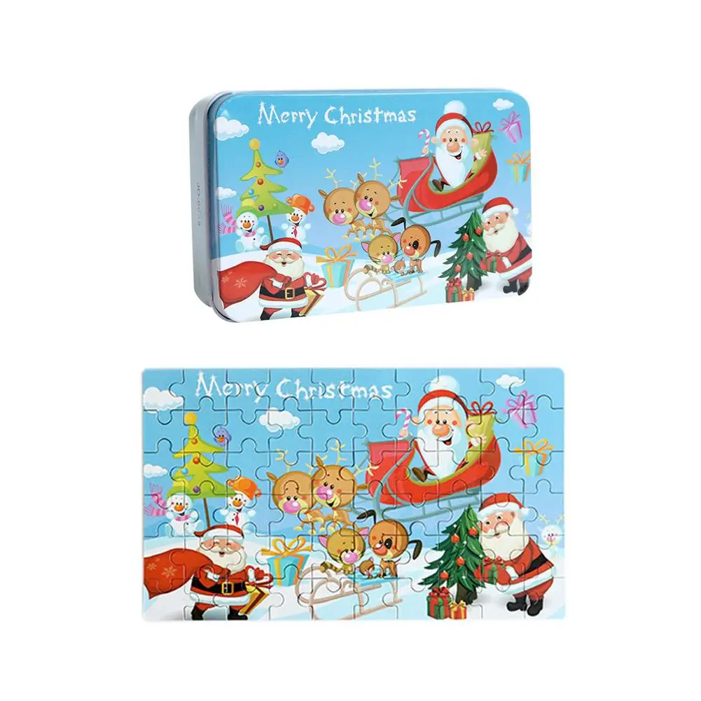 

60 Pcs Christmas Jigsaw Puzzles For Kids Educational Game Toys Baby Logical Imagination Training Home Decoration Children Gift