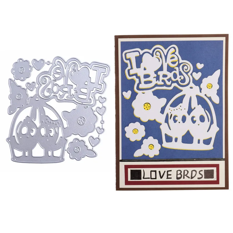 Металлические штампы YaMinSanNiO с изображением любовных птиц цветочная форма