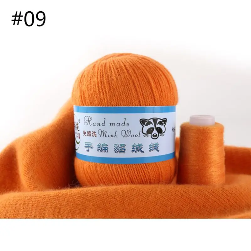 9 50g Soft Mink Wool Yarn Hand-knitted Luxury Cashmere Crochet Knitted Crochet Knitting Scarf M0XD - Color: 9