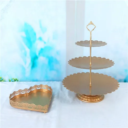 Tobs metal gold cake stand set for wedding cup cake holder decorating tools candy bar stand tray suppliers - Цвет: 2pcslove