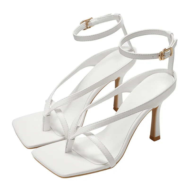 

High Heel Sandals Flip-flop Square Toe Womens Shoes All-match Square Toe Open Toe Sexy Stiletto Black High Heels Female Stiletto