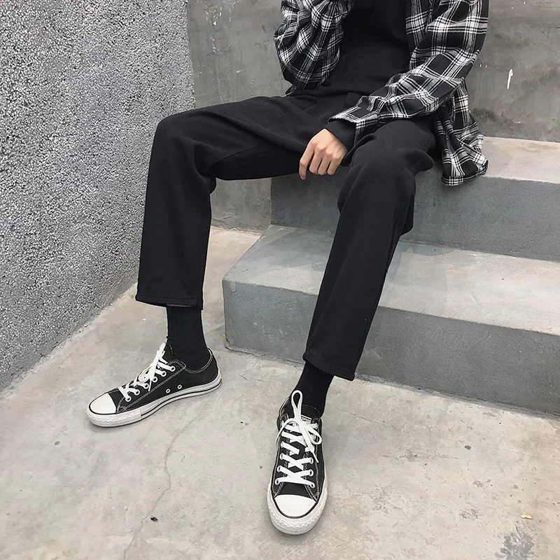 Джинсы мужские облегающие повседневные брюки из денима прямые штаны свободного