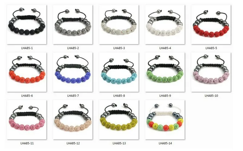 

hr34ng Mixed 14 Color micro pave CZ Disco Ball Beads Bangles crystal Bracelet fasion women jewelry