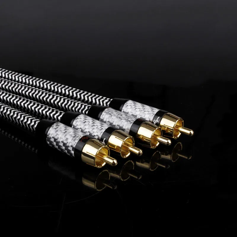 2RCA кабель с посеребренным штекером Hi Fi RCA двойной для экранирования аудио и видео DVD усилитель