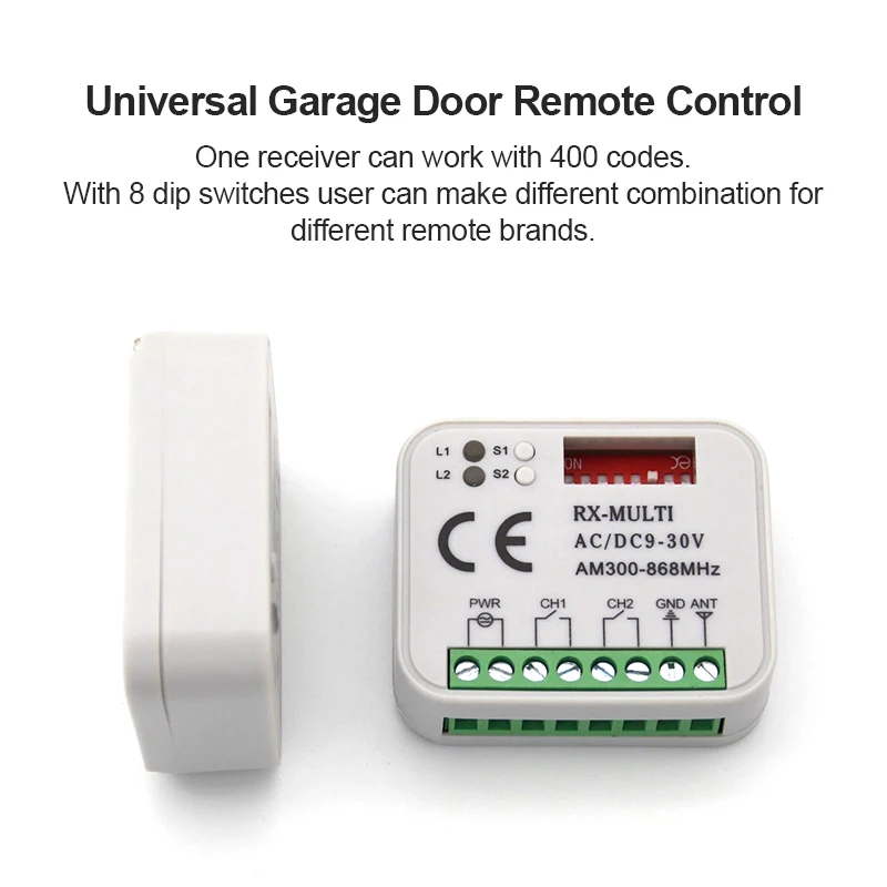 

Multi Receiver AC/DC 9-30V 300-868MHz Garage Gate Door Receiver Smart Remote Control Switch Receiver 868MHz 390 MHz