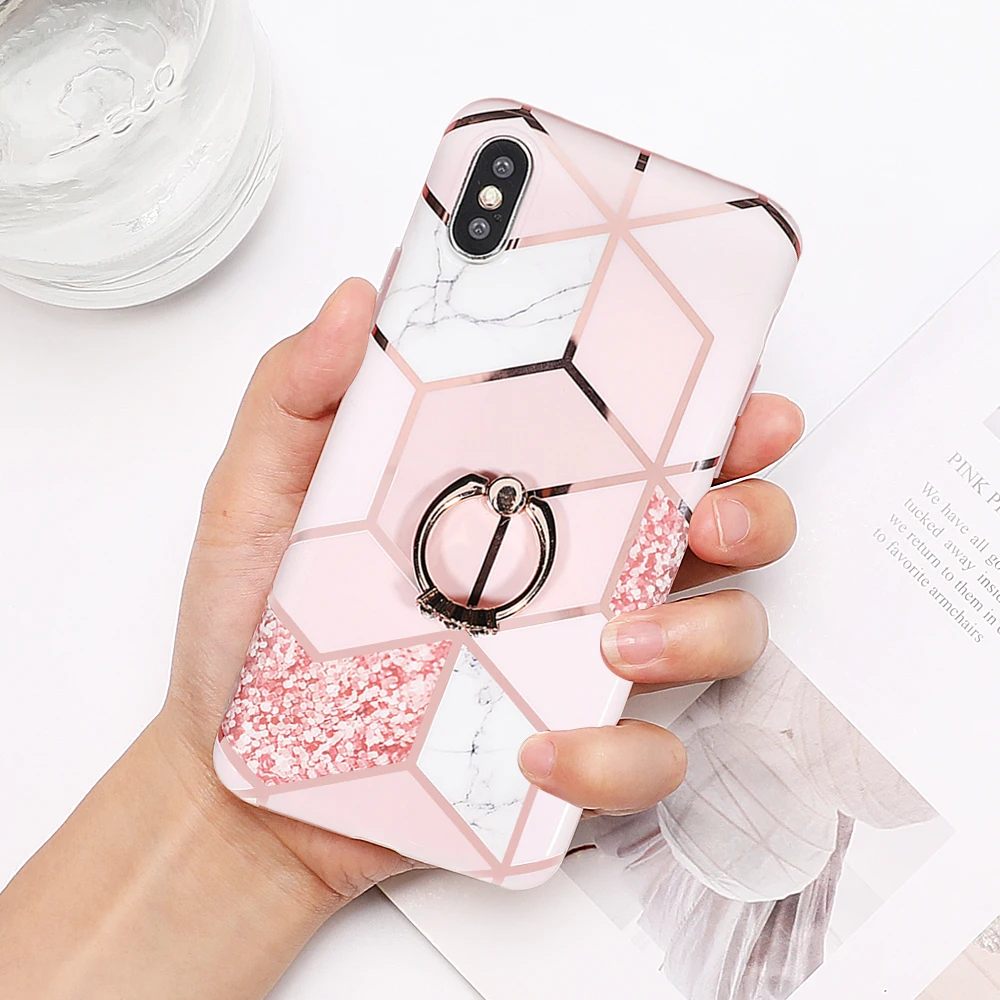 q Чехлы LOVECOM для телефонов huawei P30 P20 Pro mate 30 20 Lite геометрический мрамор с кольцом на палец гальванический мягкий IMD задний Чехол - Цвет: q