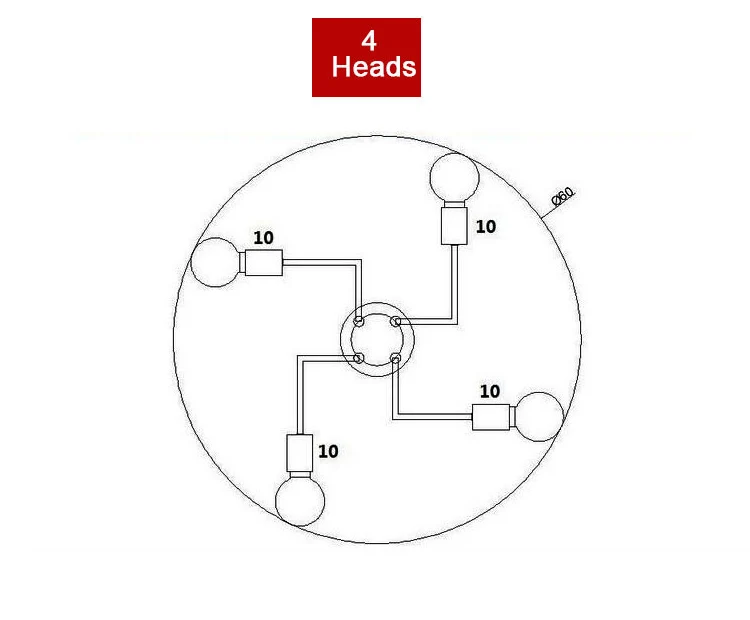 4 heads Люстра-спутник, винтажный светильник Эдисона, современный заподлицо, светильник ing, домашний декор, люстра из трубок, деревенский бар, лампы черного цвета - Цвет абажура: 4 heads