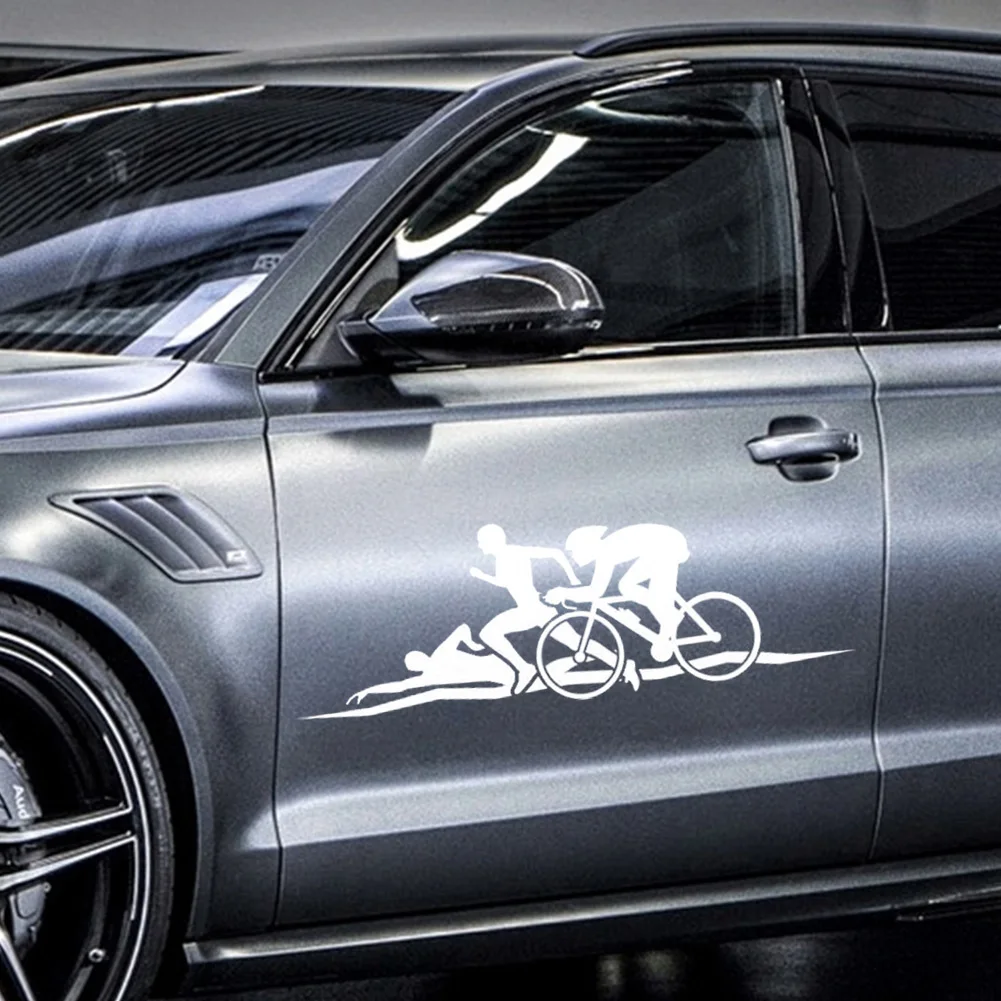 

Cartoon Car Stickers Swim Bike Run Ironman Accessories Waterproof Bumper Boot Motorcycle Decals PVC 15cm X 5cm