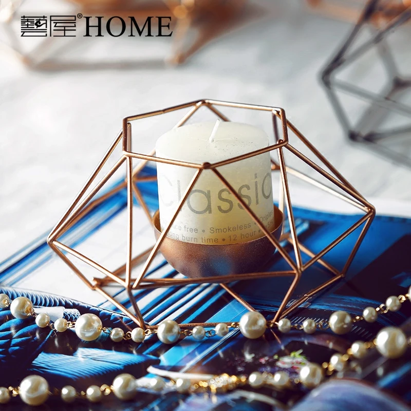 Европейский геометрический Железный подсвечник-фонарик украшения для домашнего