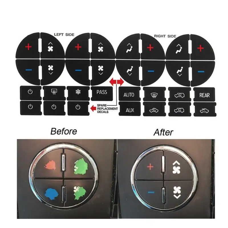 

1 Set PVC Decal Car Sticker AC Dash Button Easy For Chevy GMC Chevrolet PVC Universal Repair Kit Styling Replacement Vehicle