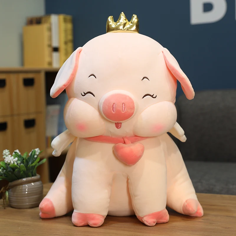 

Cute Angel Pig Doll Soft Stuffed Animal Toy Cartoon Fat Pig Dolls Plush Sofa Cushion Baby Sleeping Pillow Girl Christmas Gift