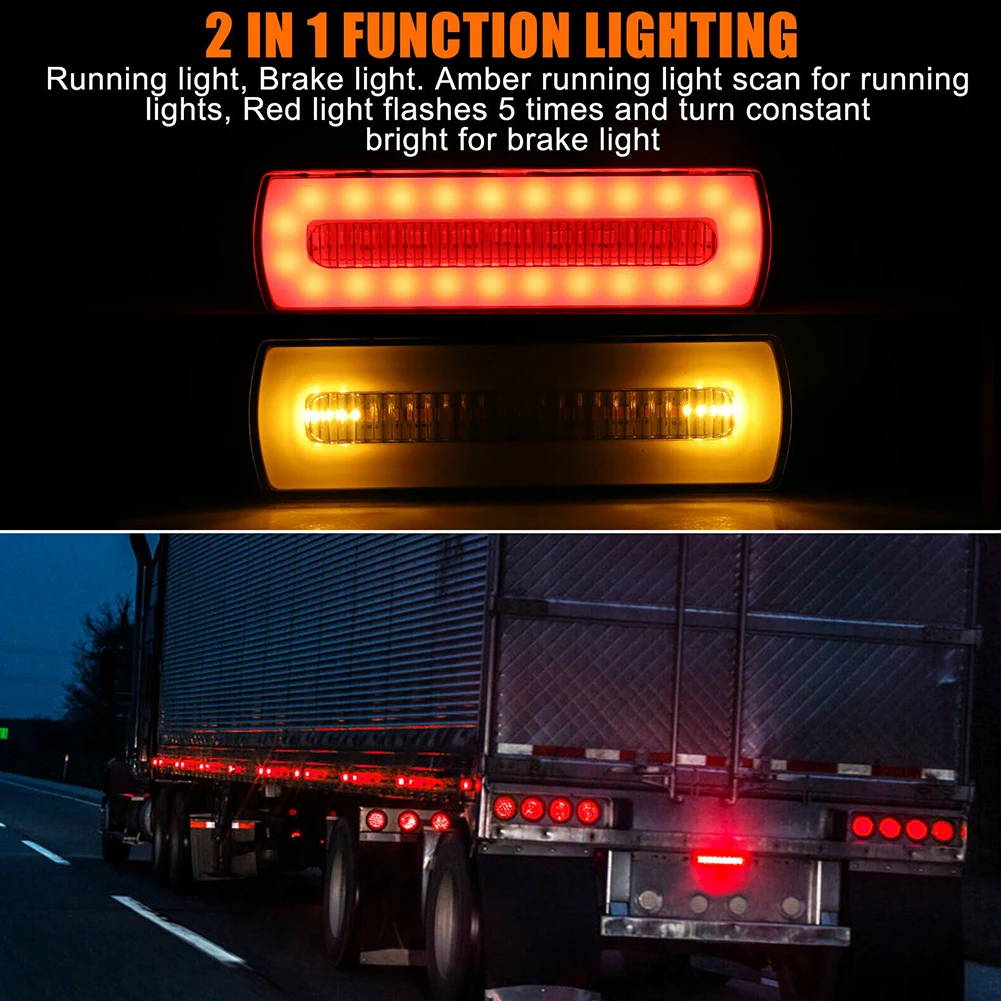 

Truck Trailer Modified LED Light Guide Two-Color Brake Water Steering Tail Light Car Accessories High-quality Warning Lights