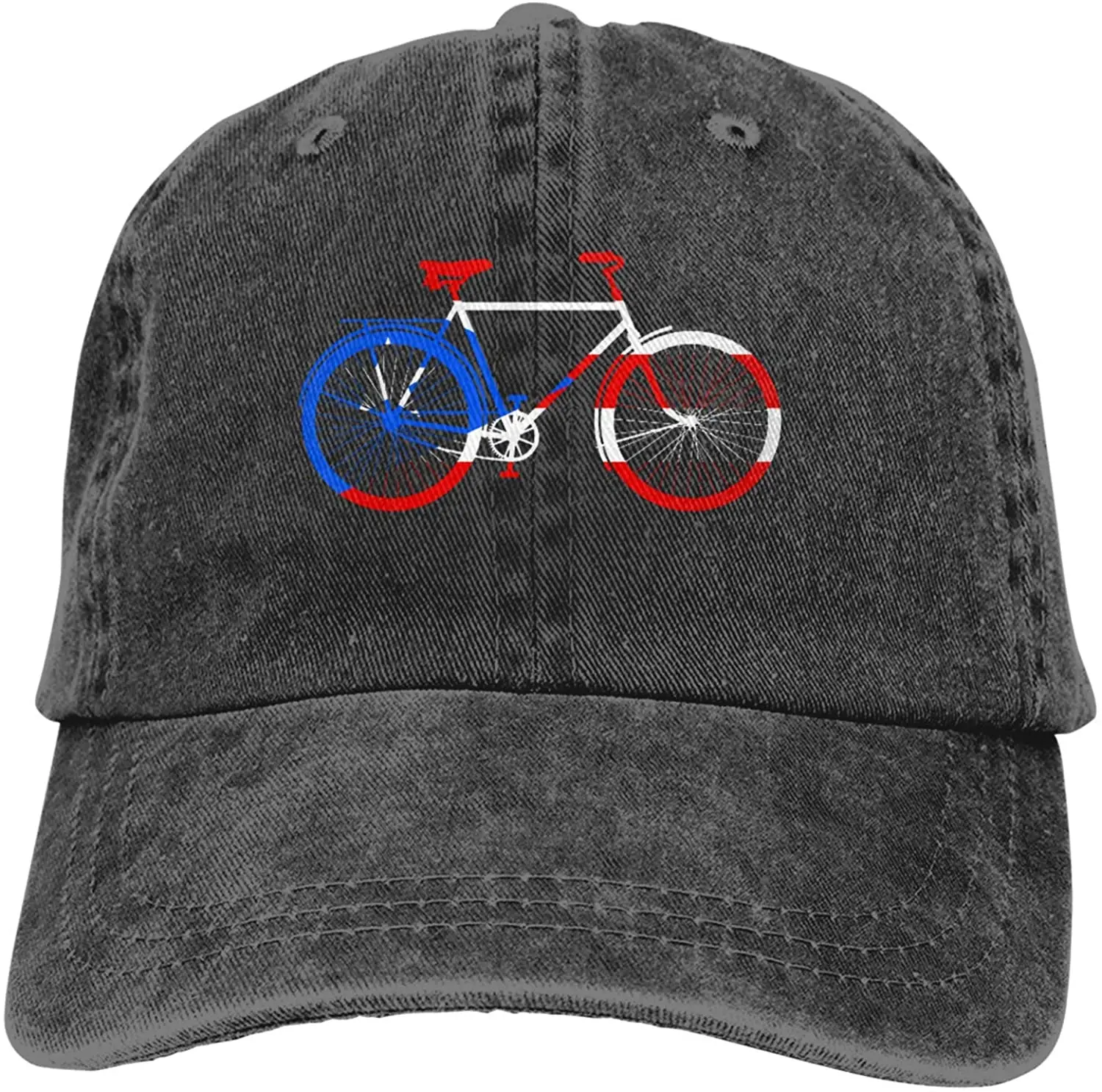 

Puerto Rico Flag Bicycle Sports Denim Cap Adjustable Unisex Plain Baseball Cowboy Snapback Hat