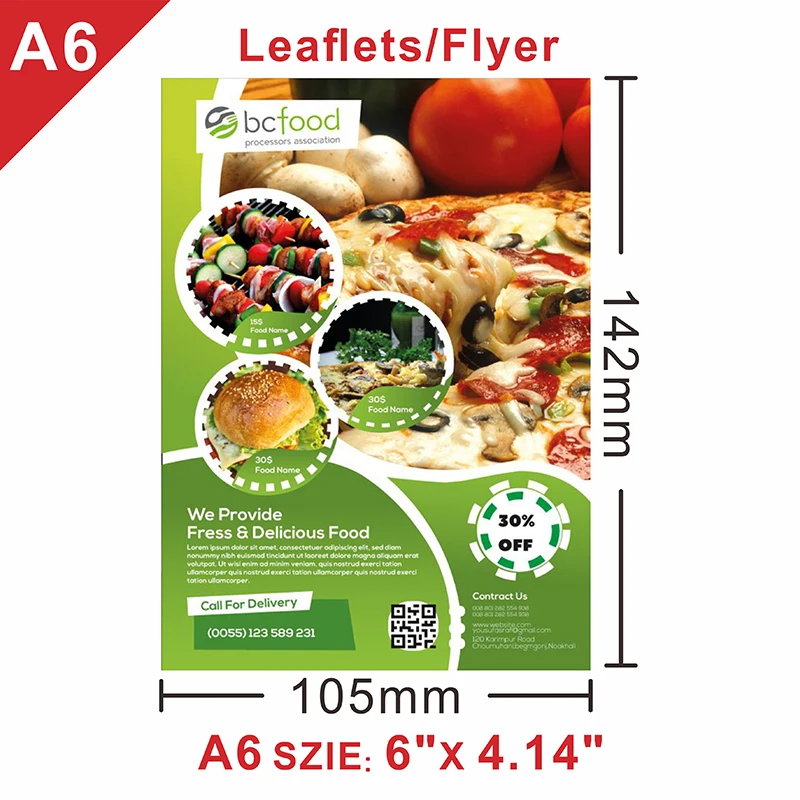

A6 Flyer custom Leaflets Print Double-sided Color printing 157gsm Coated paper 500/1000pcs(142X105mm) Business flyer Free design
