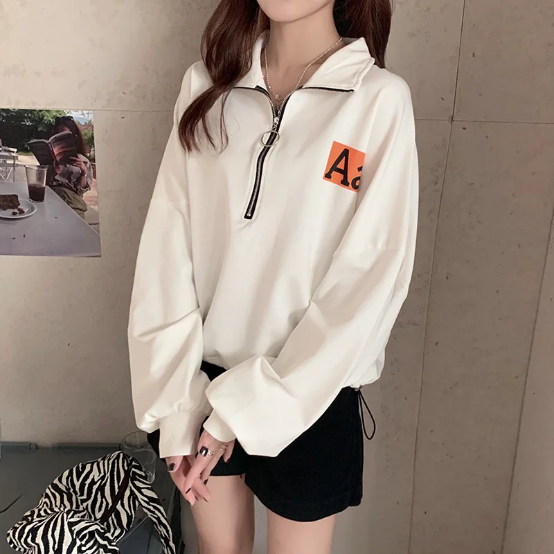 

Spring and Autumn Loose Hem Elastic Letter Printing