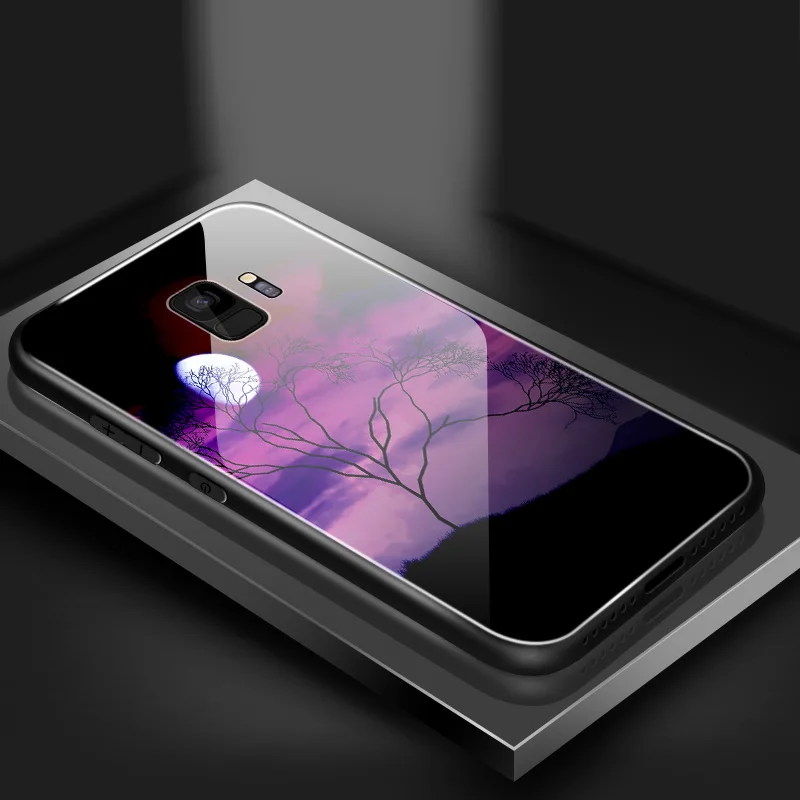 for OnePlus 3T 3 5 6T 5T 6 7 7 Pro Anti Knock Tempered Glass Cover for Samsung Galaxy S9 S8 S10 Plus Printing Fancy Phone Case